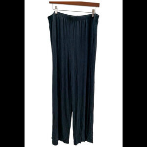 Barefoot Dreams Malibu Collection Ultra Soft Rib Wide Leg Pant Black - Regular